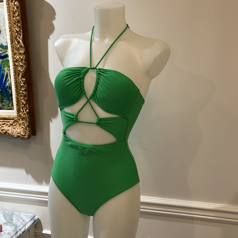 Aerie Vibrant Green Strappy One Piece Swimsuit